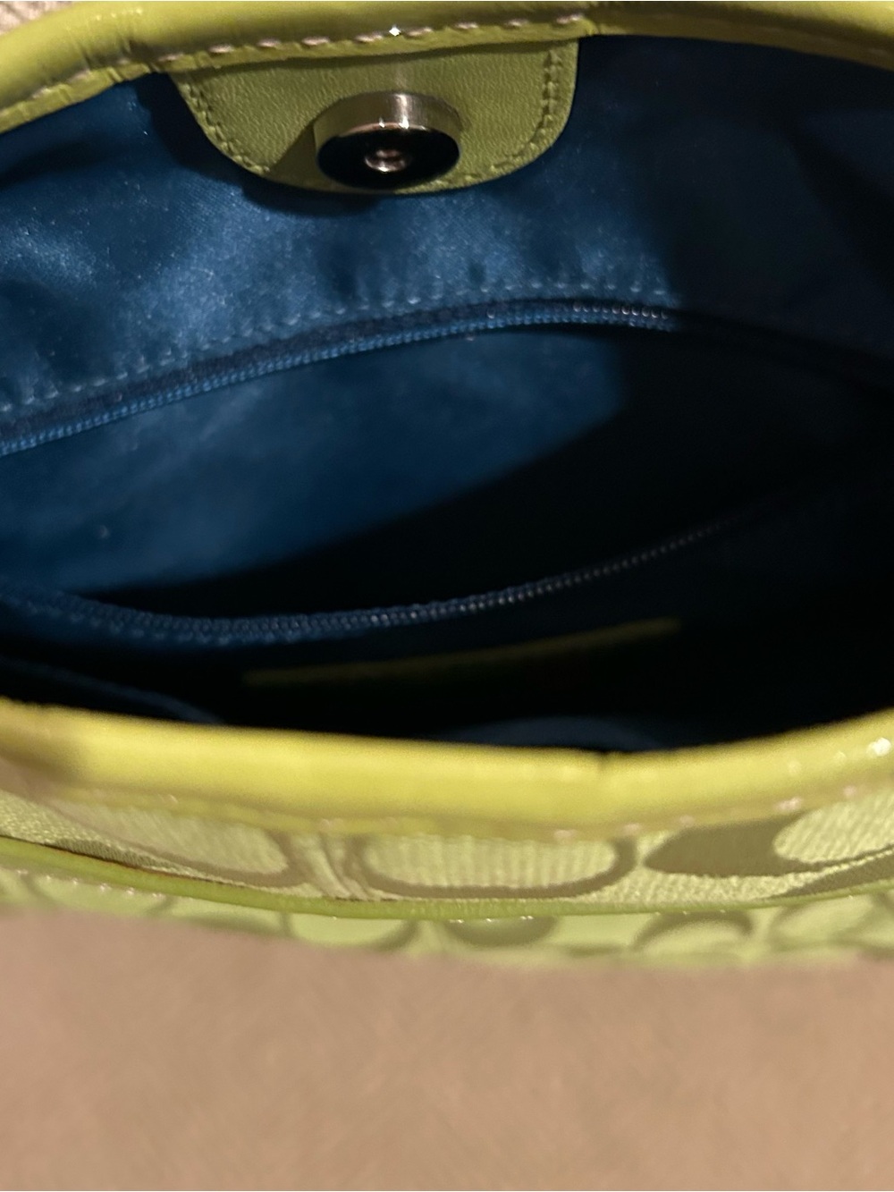 Coach vintage y2k lime green Penelope signature canvas, leather hobo F14689 - Picture 7 of 11